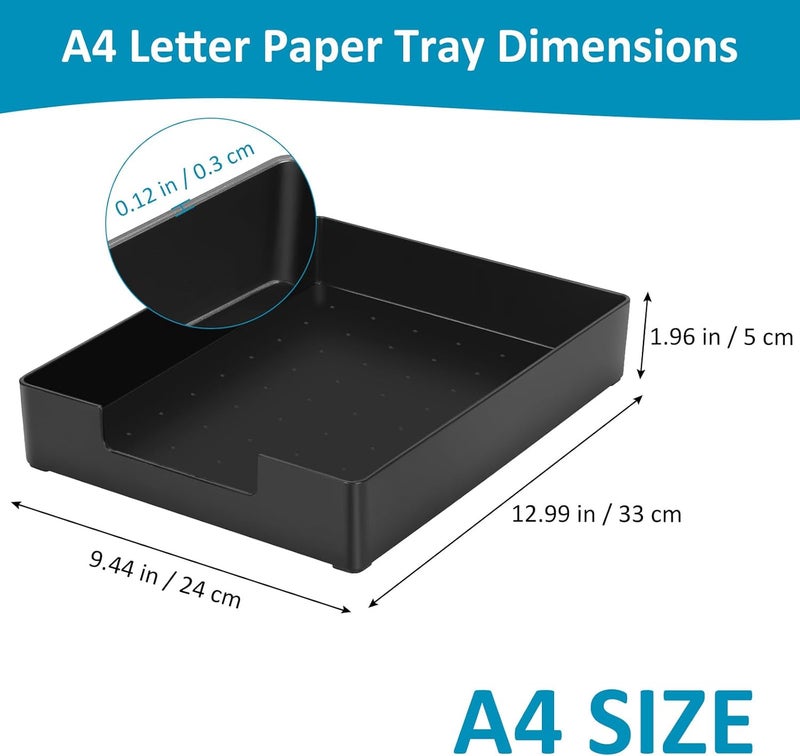 SANWISH Letter-Size Paper Tray Organizer/Office Organizers/Rectangular Plastic Files/Desk Accessories, Plastic Paper Holder File Organizer for Office, School, Home Storage (Black)/Stackable/ - Image 2